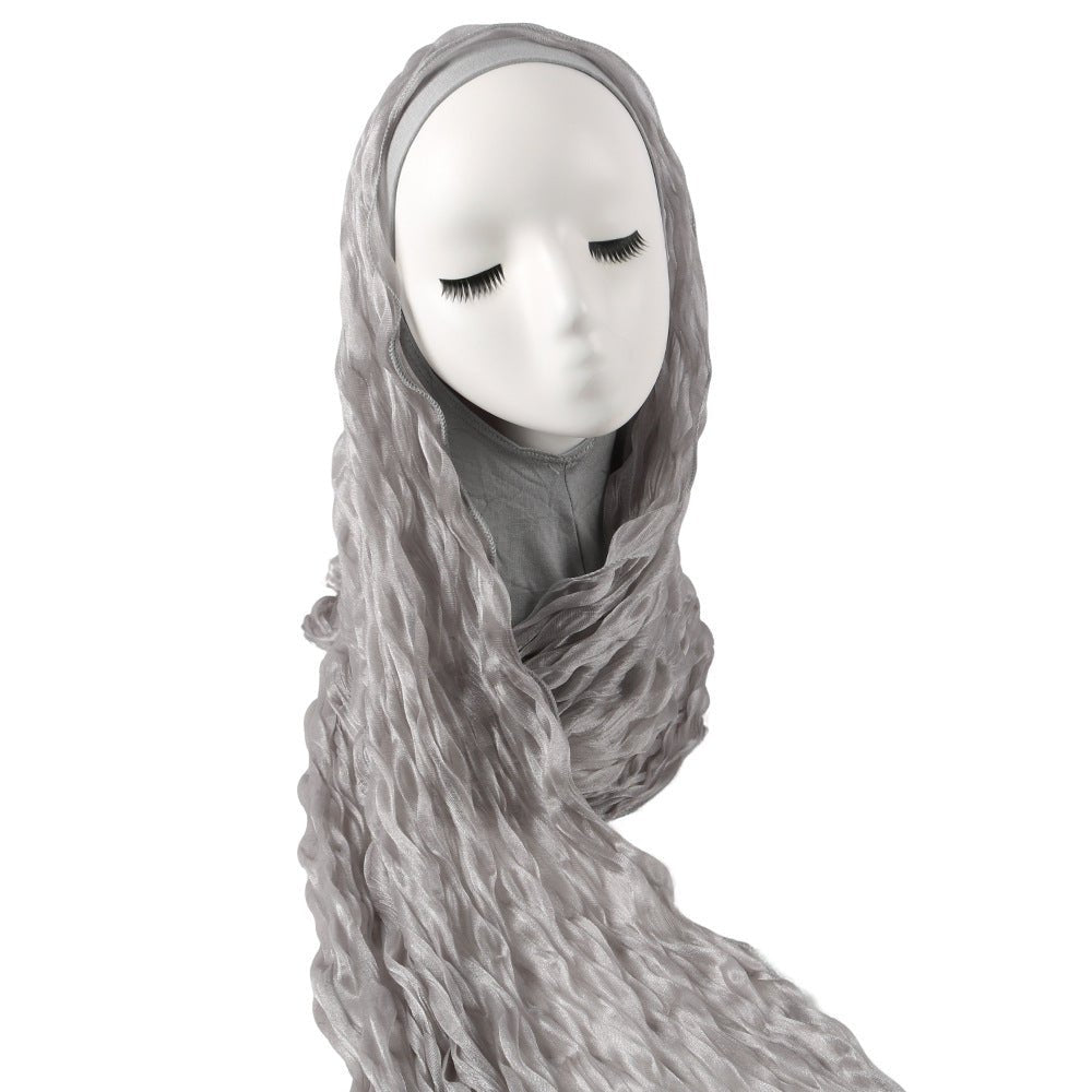 Shimmer Bubble Crinkle Hijab Scarf with Matching Underscarf Cap Set(MH251) - Mariam's Collection