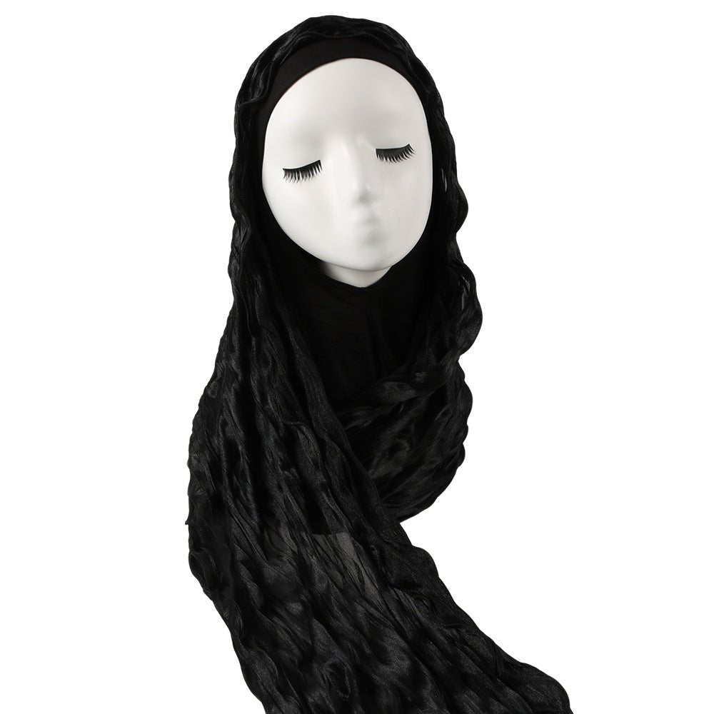 Shimmer Bubble Crinkle Hijab Scarf with Matching Underscarf Cap Set(MH251) - Mariam's Collection