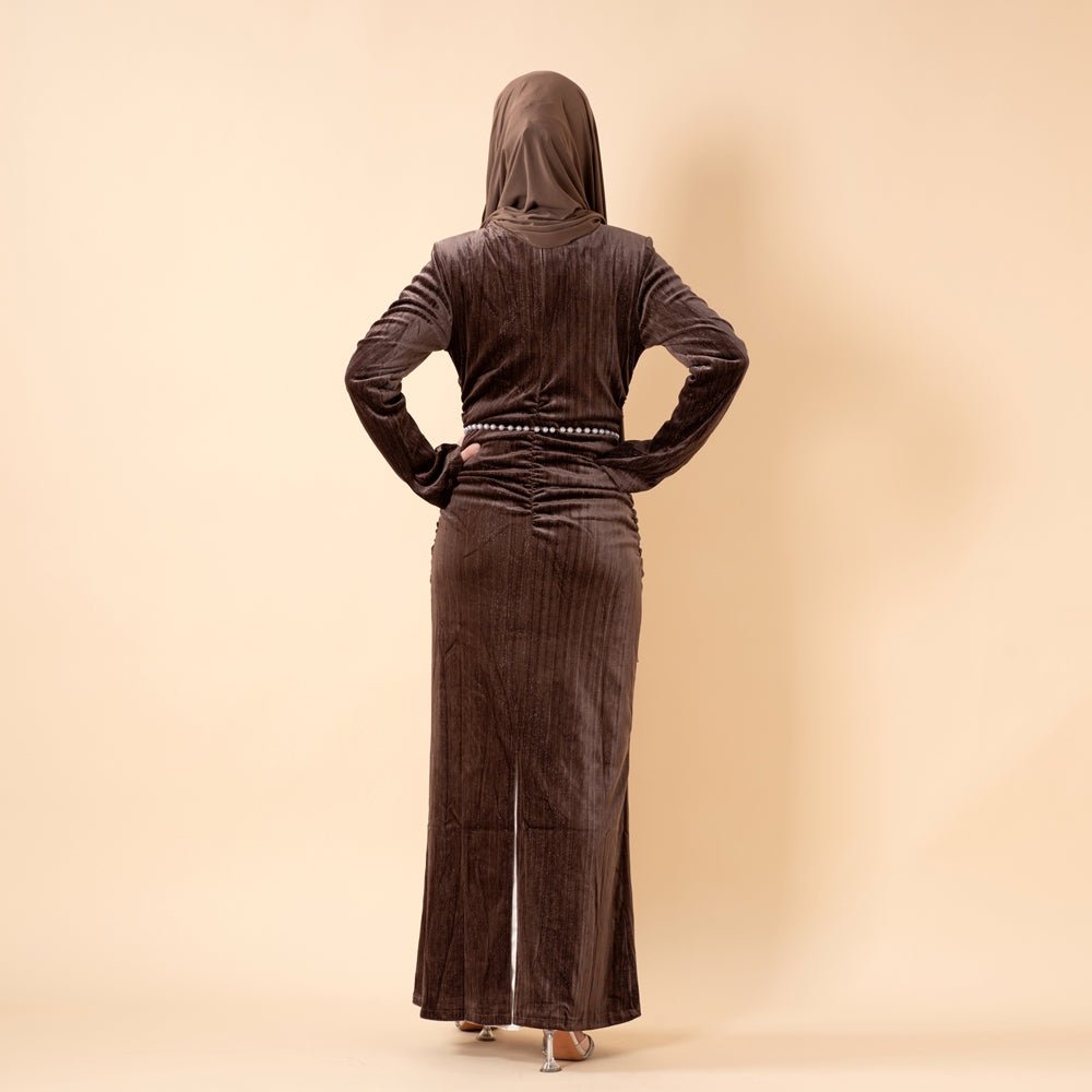 Shimmer Velvet Ruched Mermaid Gown(MA358) - Mariam's Collection