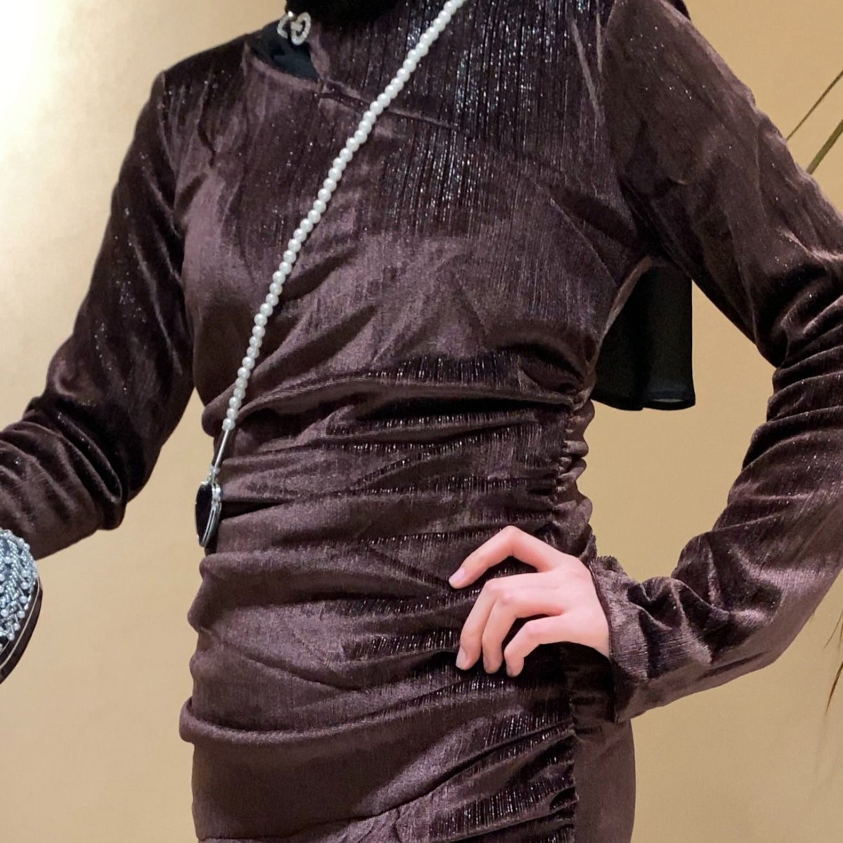 Shimmer Velvet Ruched Mermaid Gown(MA358) - Mariam's Collection