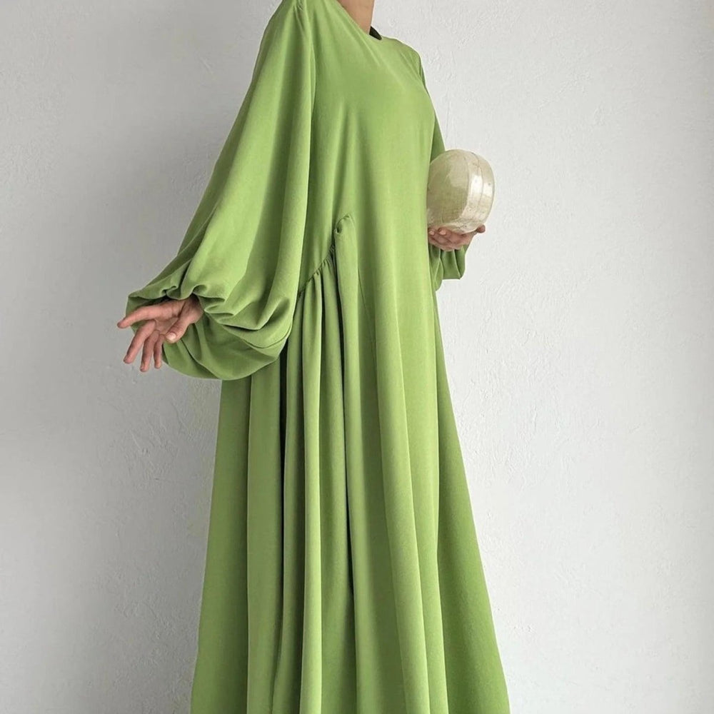 FEATHER SLEEVE ABAYA - CHAMPAGNE