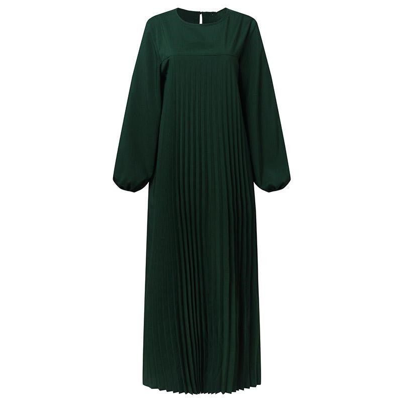 Simple Solid Color Pleated Abaya (MA094) - Mariam's Collection