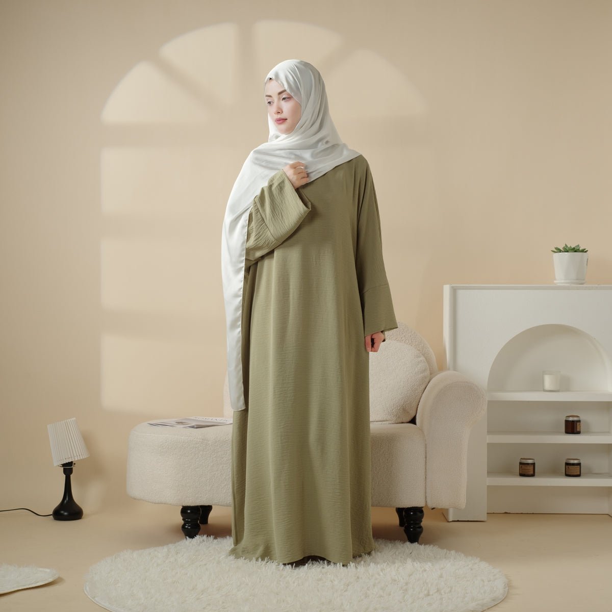 Simple Vintage Pleated Abaya (MA042) - Mariam's Collection
