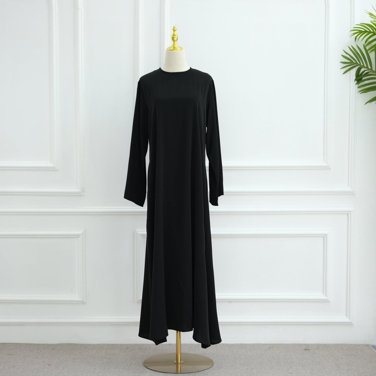 Solid Color Nida Abaya with Belt | A - Line Maxi Dress(MA359) - Mariam's Collection