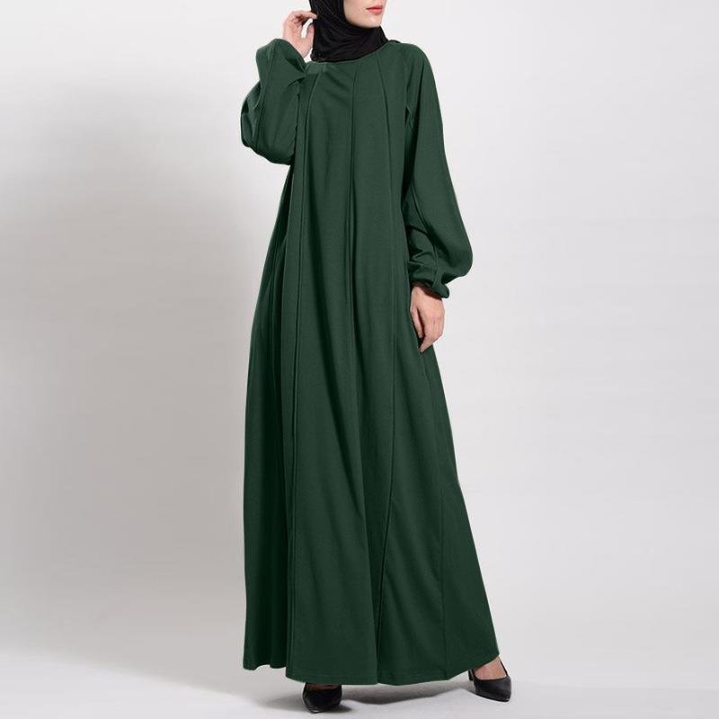 modest loose dress Solid Color Puff Sleeves Maxi Dress Loose Robe – Modest Elegant Bubble Sleeve Abaya(MA271) Black / XXXL