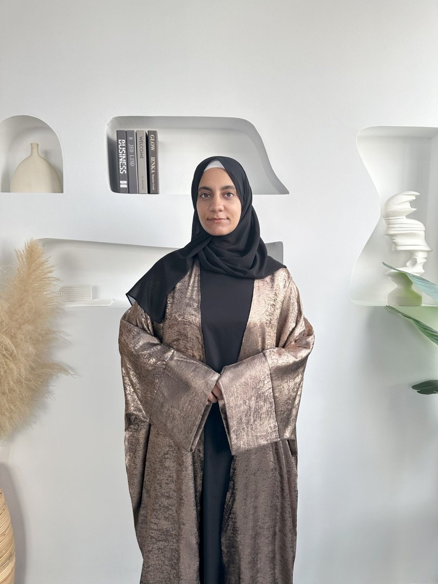 Solid Color Shiny Kimono Open Abaya (MOA100) - Mariam's Collection