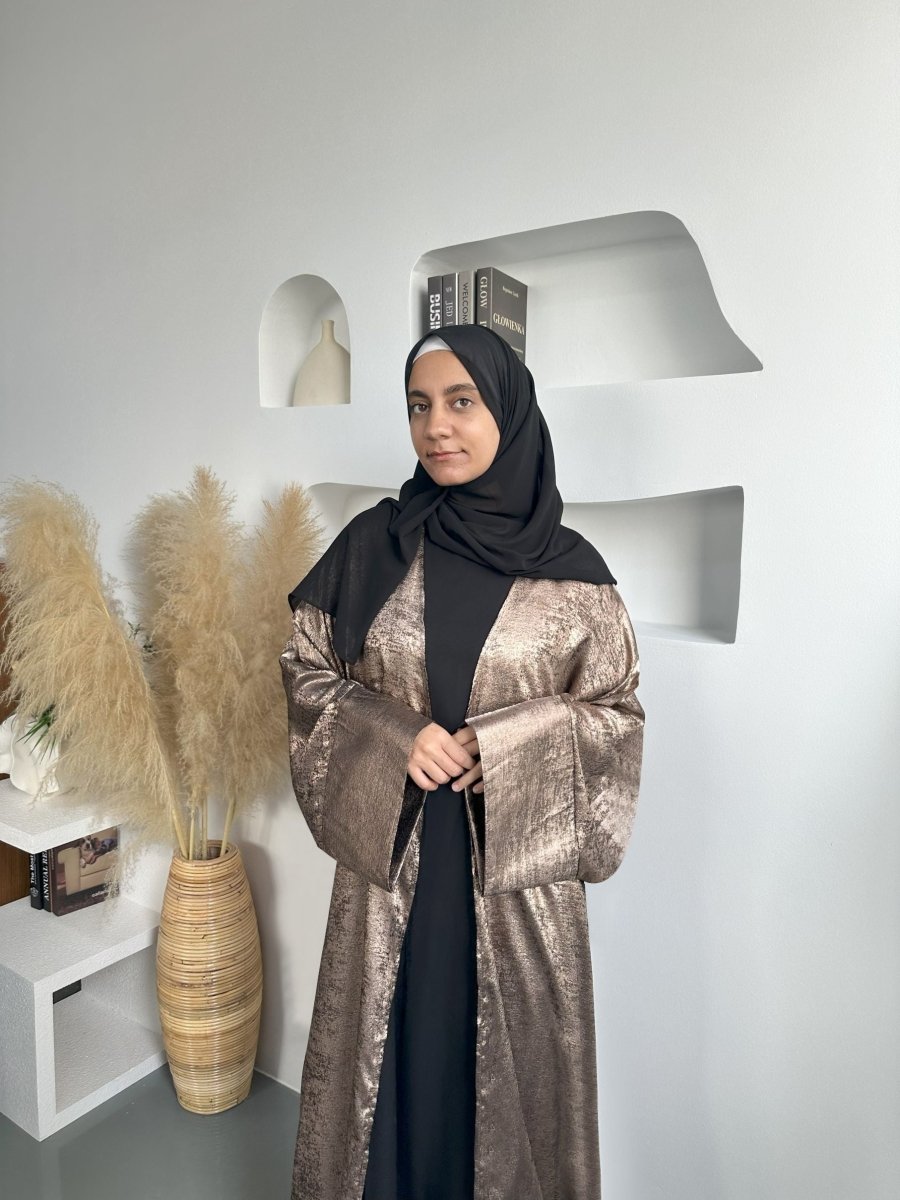 Solid Color Shiny Kimono Open Abaya (MOA100) - Mariam's Collection