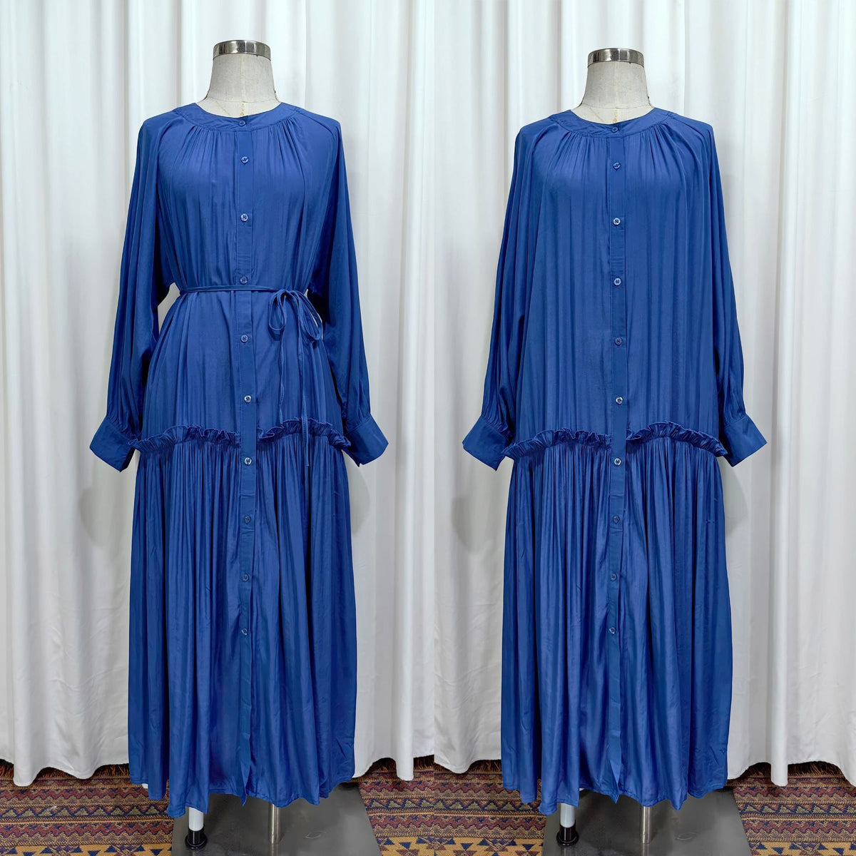 Solid Colour Tie-Waist Maxi Dress(MA472) - Mariam's Collection