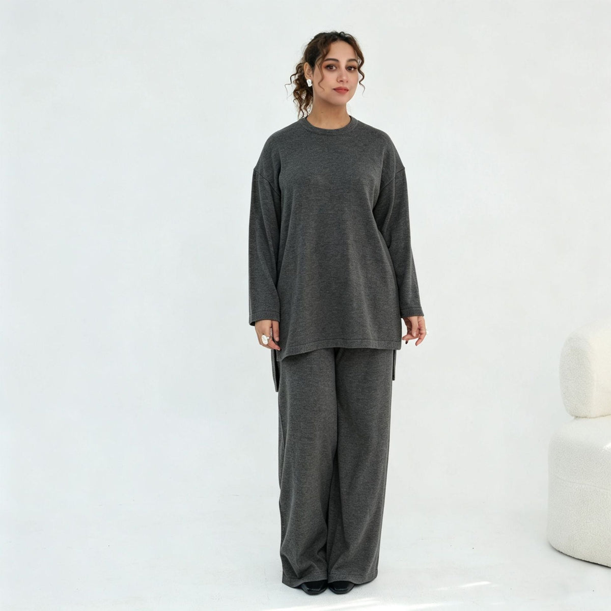 Solid Knit Top & Pants Set(MOA350) - Mariam's Collection