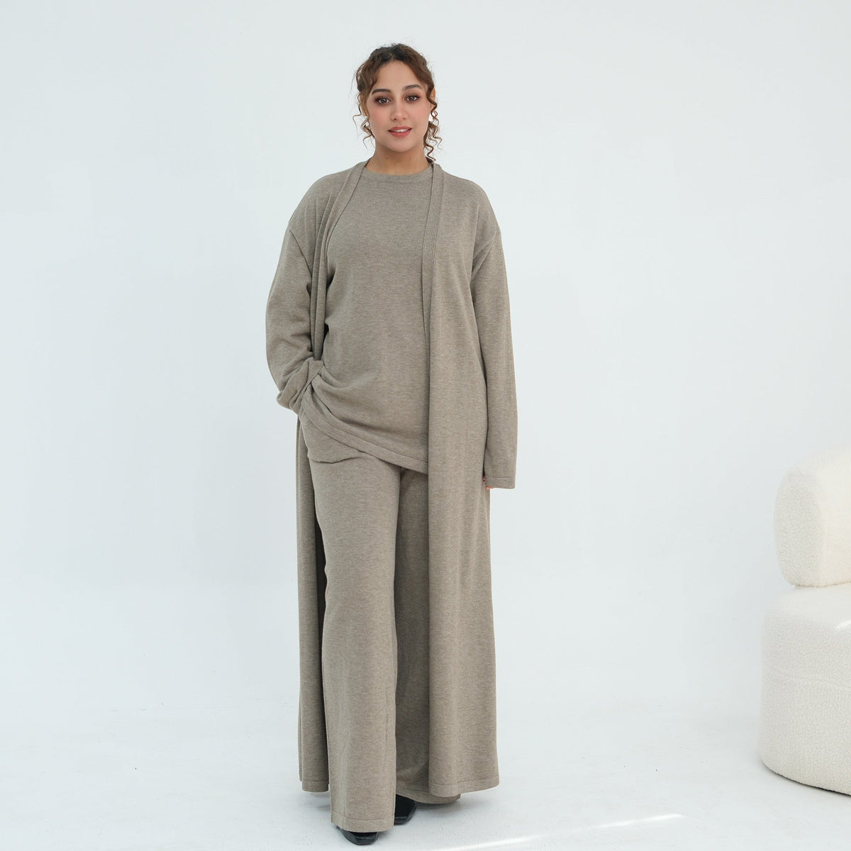 Solid Knit Top & Pants Set(MOA350) - Mariam's Collection