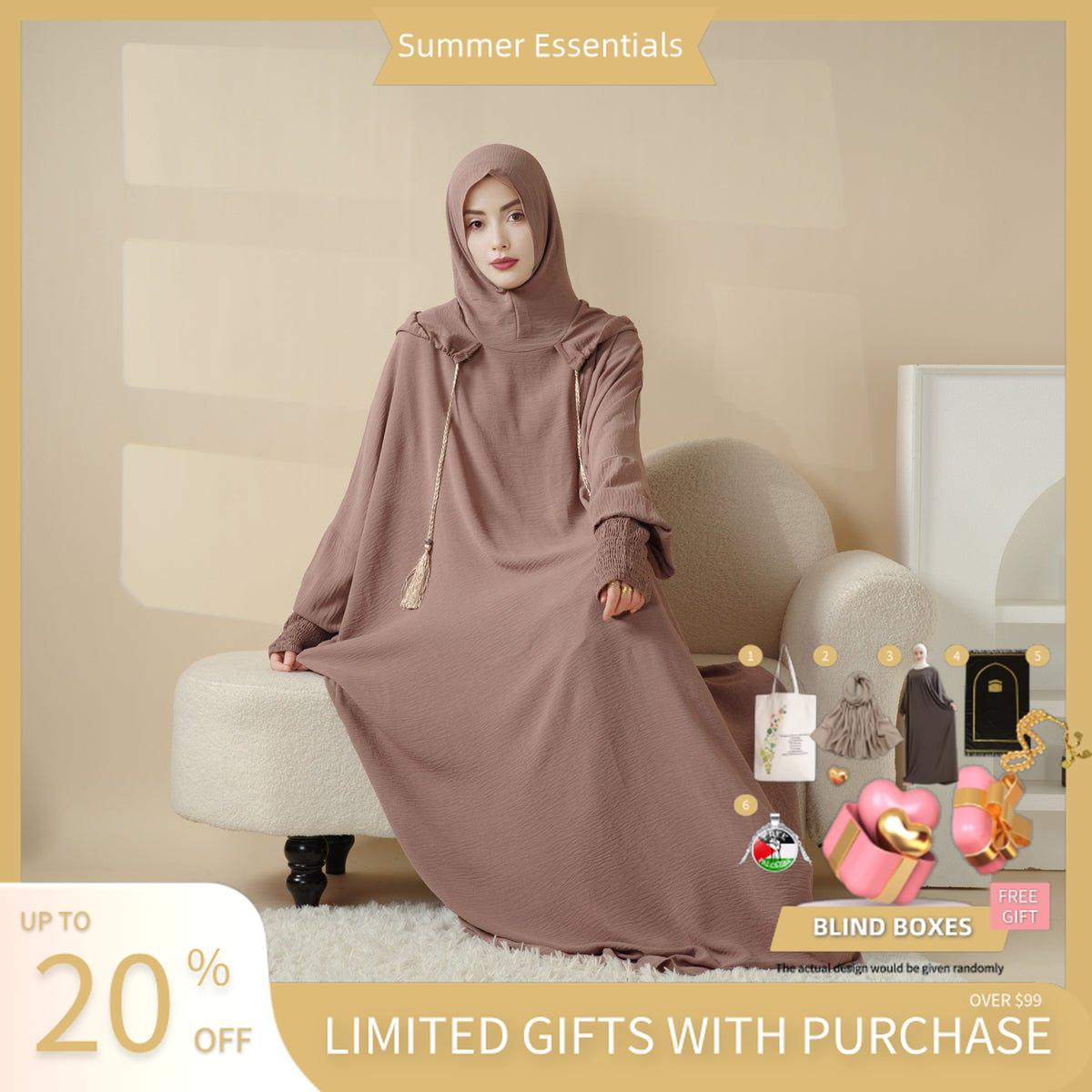 Solid Stylish Jilbab With A Hood | Crepe Jilbab With Attached Hood (MJ015) - Mariam's Collection