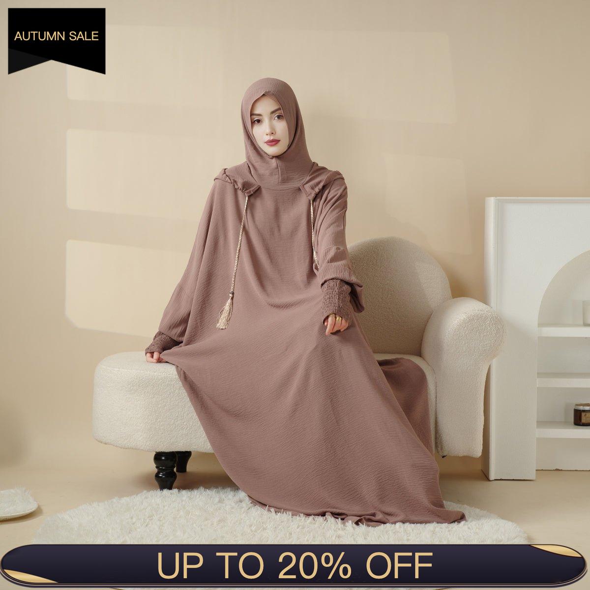 Solid Stylish Jilbab With A Hood | Crepe Jilbab With Attached Hood (MJ015) - Mariam's Collection
