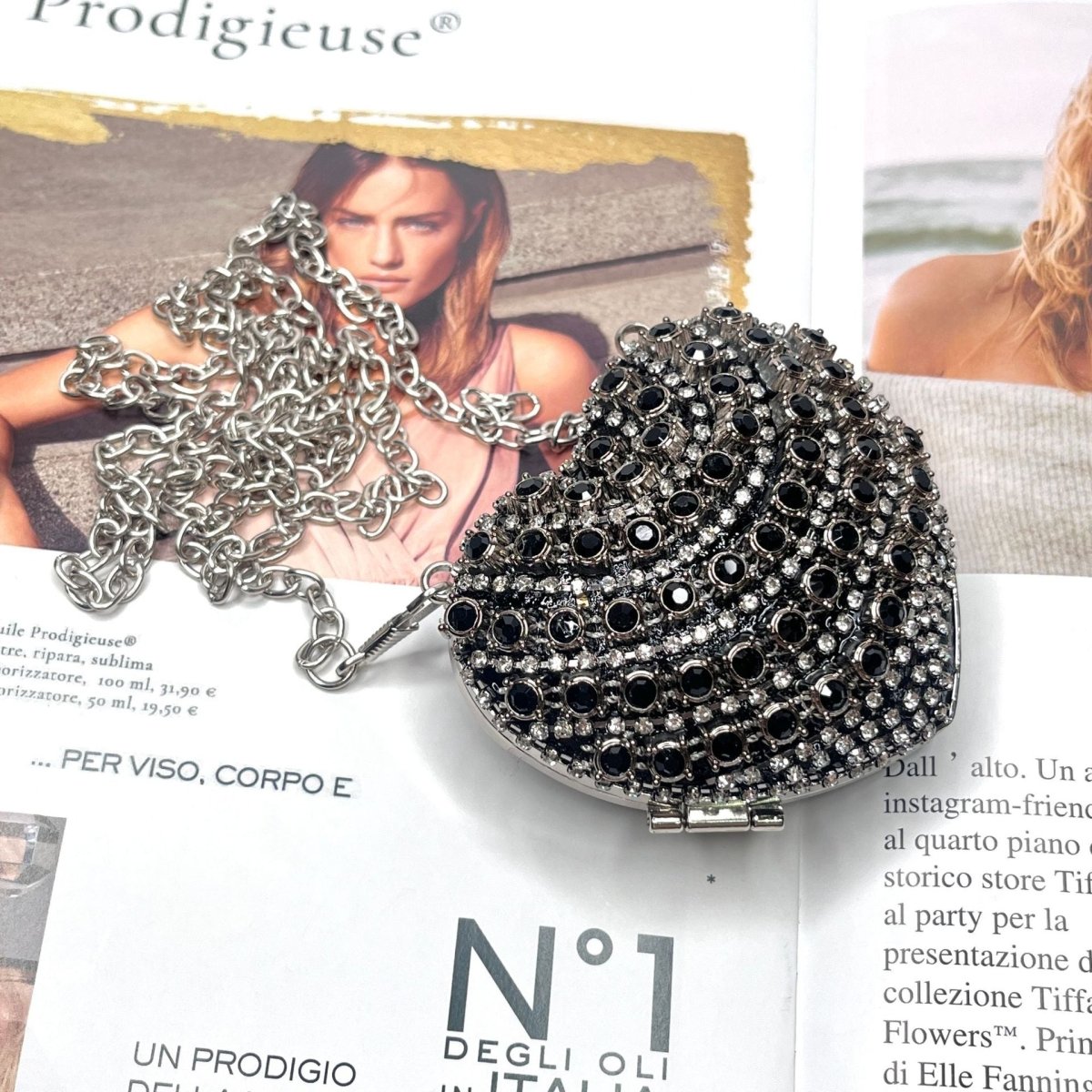 Sparkling Heart - Shaped Crossbody Bag Everyday Glam Diamond - Studded Mini Purse (MAC279) - Mariam's Collection