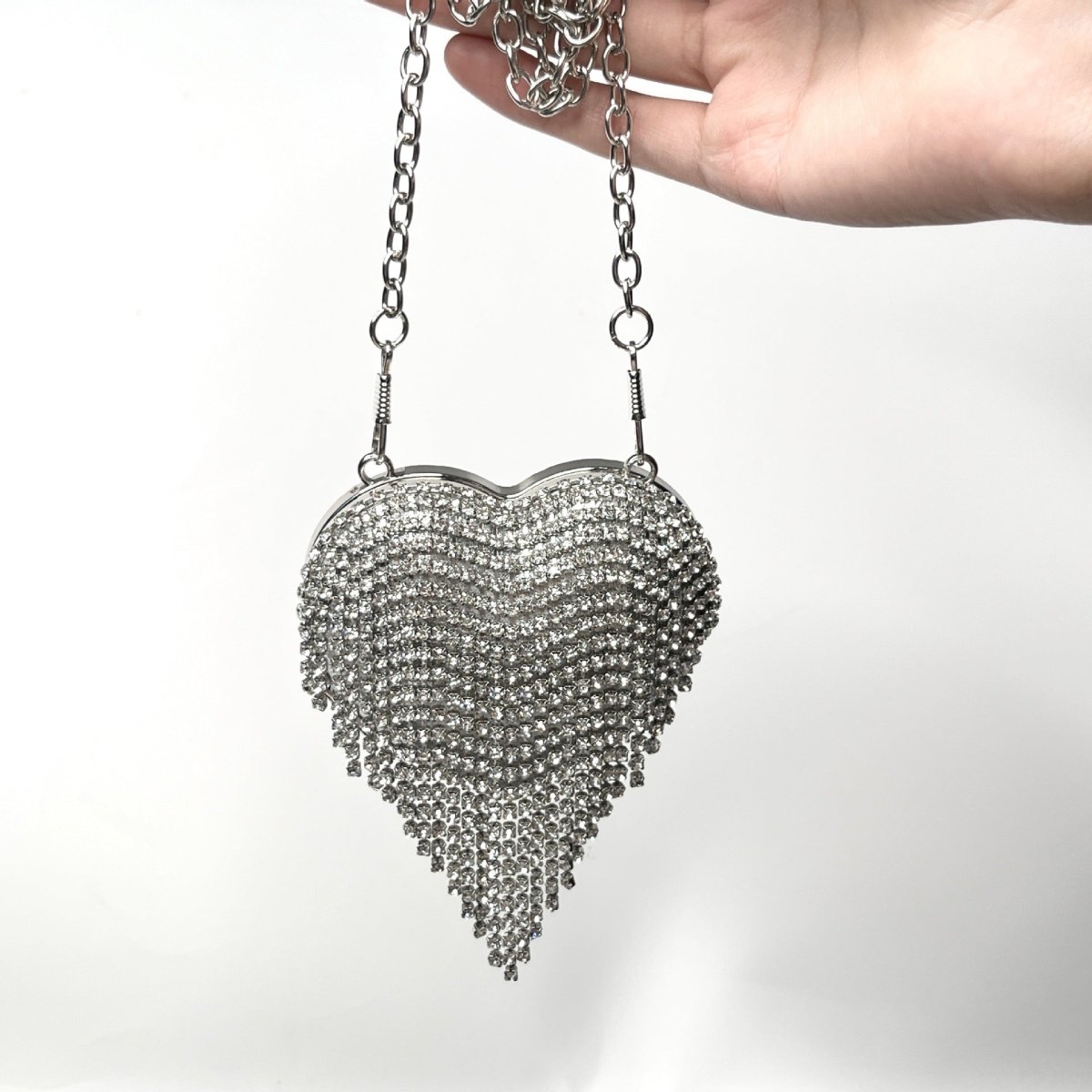 Sparkling Heart - Shaped Crossbody Bag Everyday Glam Diamond - Studded Mini Purse (MAC279) - Mariam's Collection