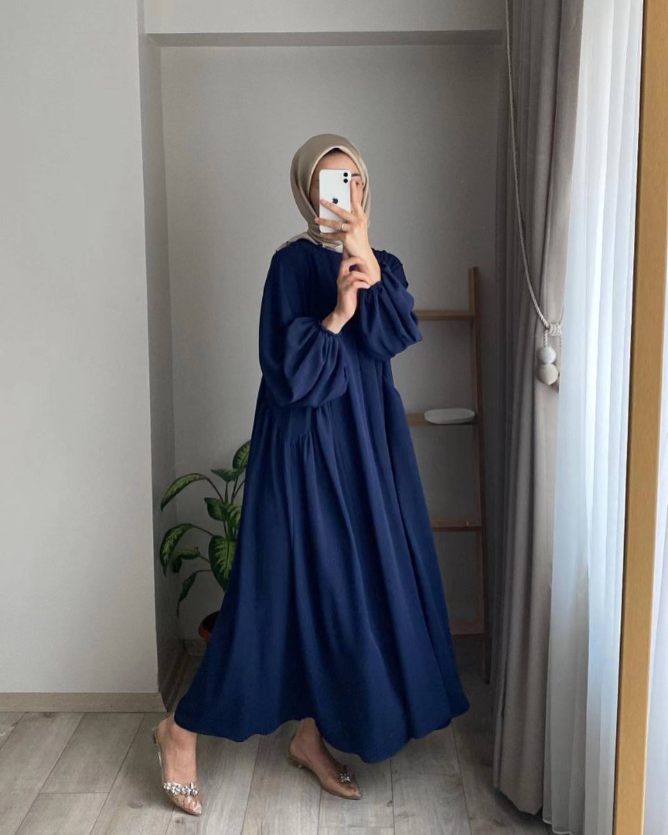 Spring and autumn new Muslim women's clothing pure color elegant fashion loose pullover abaya (MA153) - Mariam's Collection