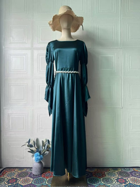 abaya dress green African Silk Shirt Green Long Sleeve main image 1