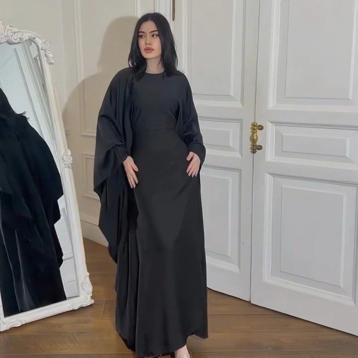 Spring/Summer Evening Wear Celestial Glow Robe Dress Collection |Batwing Sleeve Party Dresses with Metallic Sheen. (MA247) - Mariam's Collection