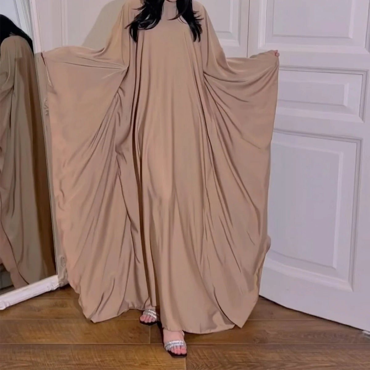 Spring/Summer Evening Wear Celestial Glow Robe Dress Collection |Batwing Sleeve Party Dresses with Metallic Sheen. (MA247) - Mariam's Collection