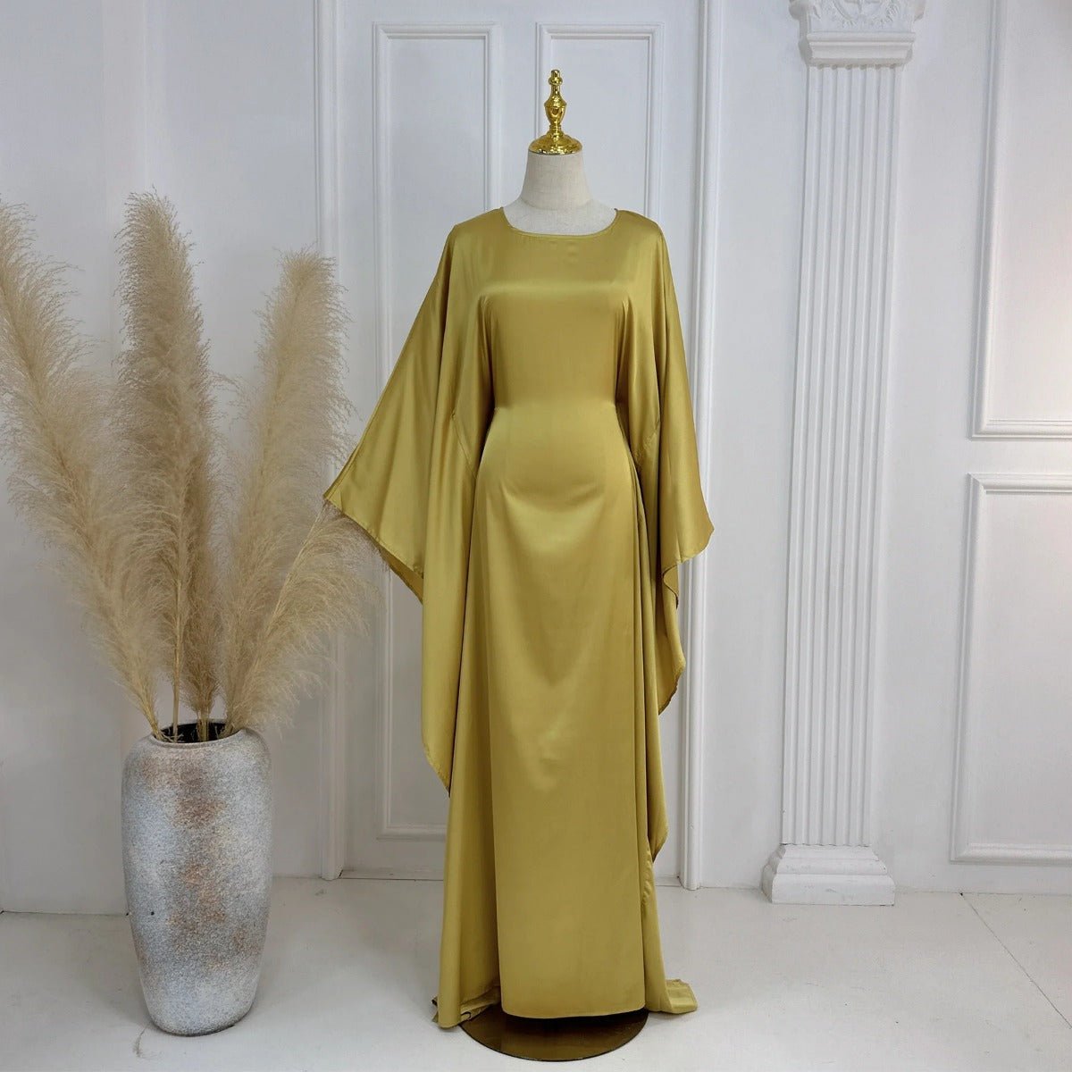 Spring/Summer Evening Wear Celestial Glow Robe Dress Collection |Batwing Sleeve Party Dresses with Metallic Sheen. (MA247) - Mariam's Collection