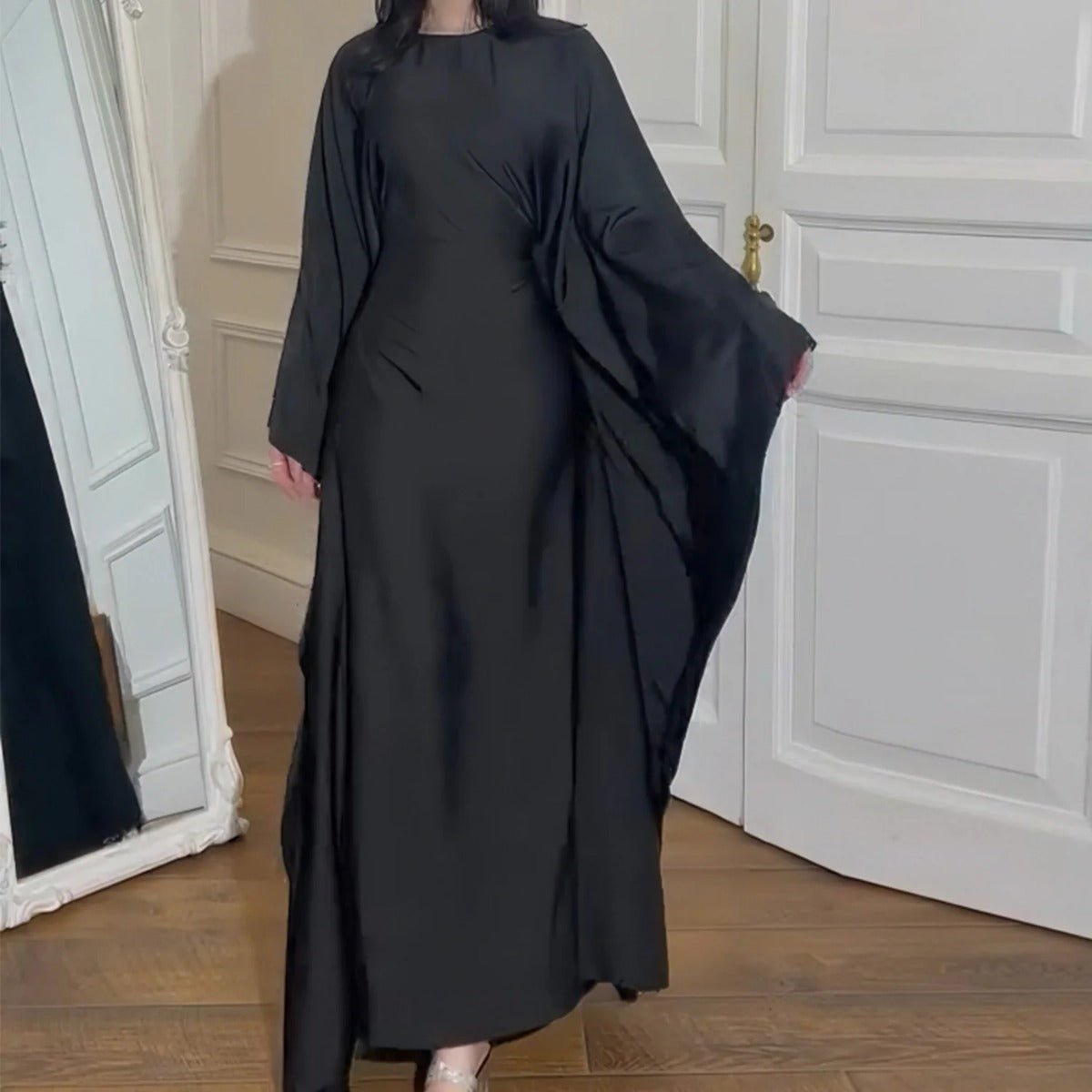 Spring/Summer Evening Wear Celestial Glow Robe Dress Collection |Batwing Sleeve Party Dresses with Metallic Sheen. (MA247) - Mariam's Collection