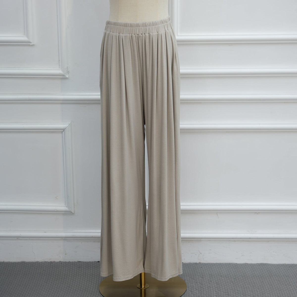 Stretch Jersey-Feel Top & Wide-Leg Pants Set(MS585) - Mariam's Collection