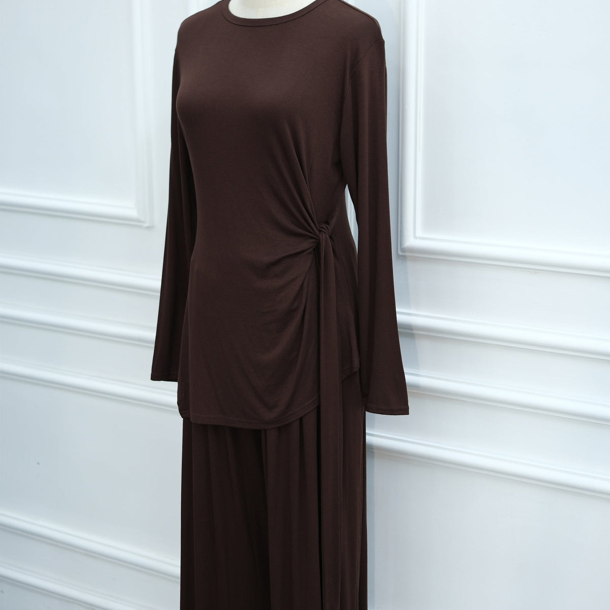 Stretch Jersey-Feel Top & Wide-Leg Pants Set(MS585) - Mariam's Collection