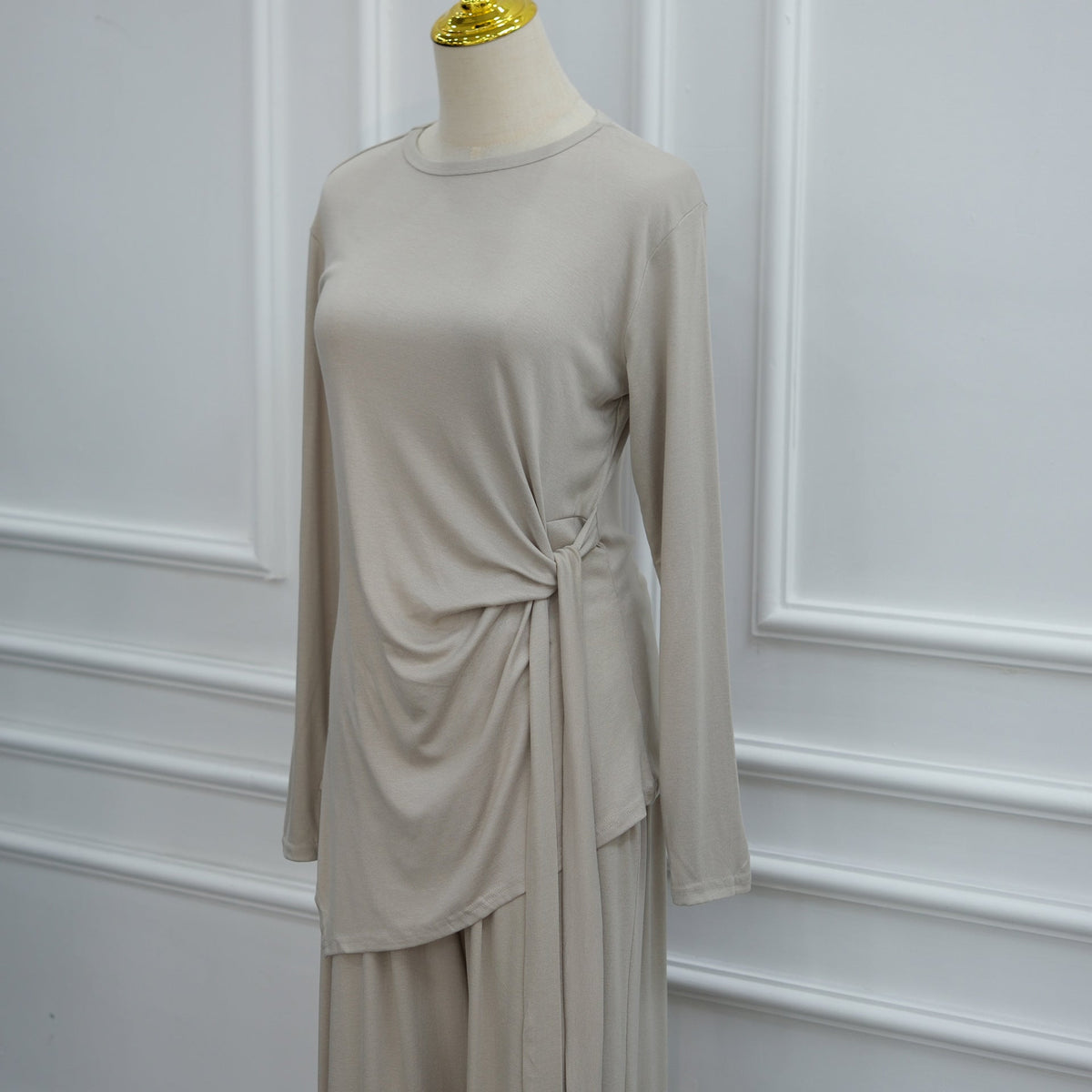 Stretch Jersey-Feel Top & Wide-Leg Pants Set(MS585) - Mariam's Collection
