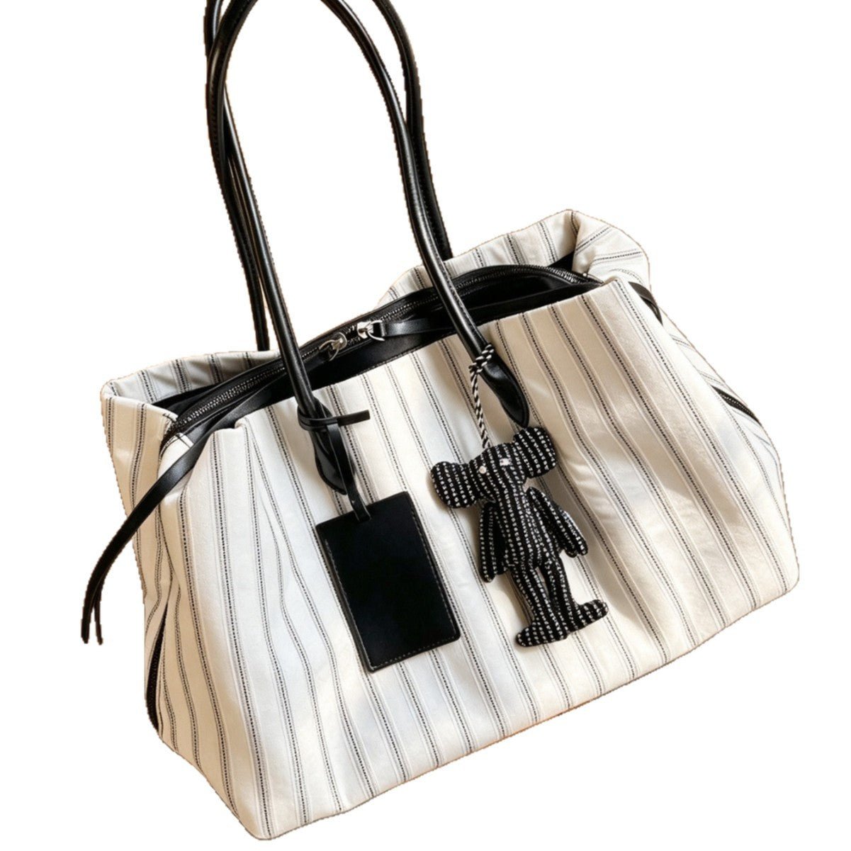 Striped Large Capacity Shoulder Tote Bag | Casual Commuter Bag（MAC484） - Mariam's Collection