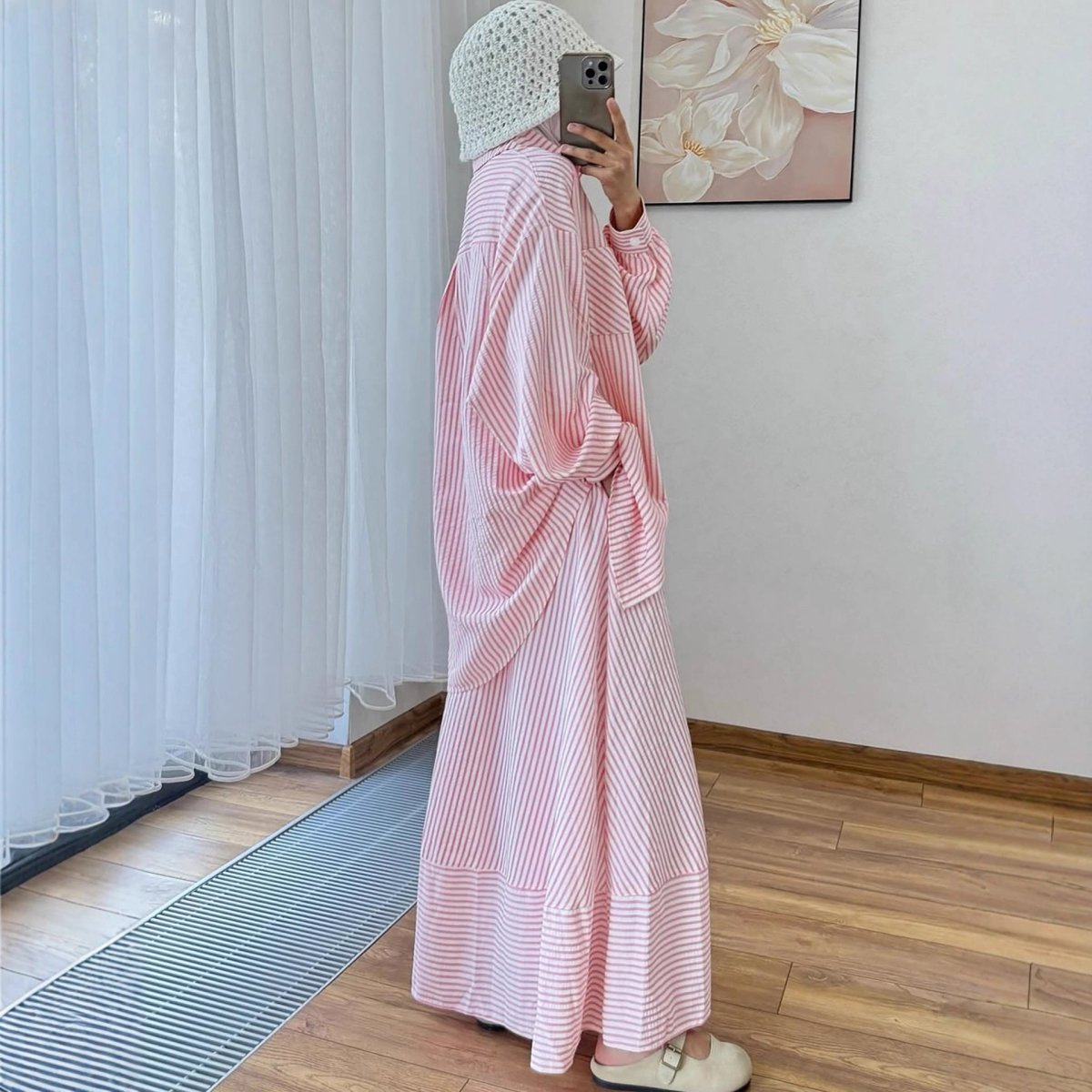 Striped Oversized Shirt & Maxi Skirt Set(MS374) - Mariam's Collection