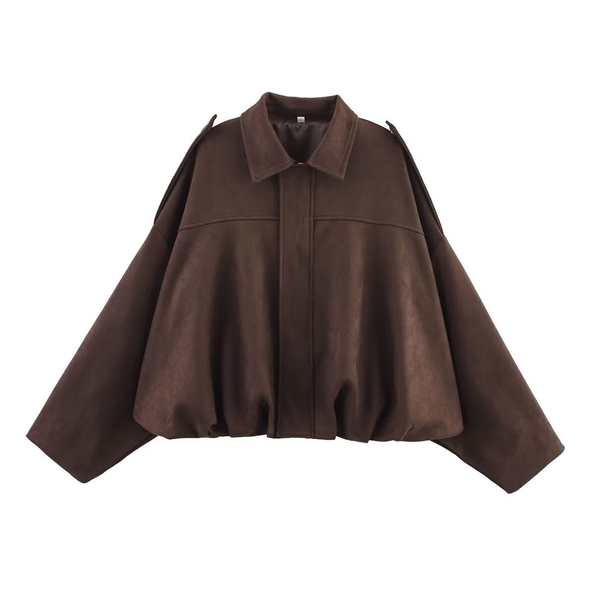 Suede Bomber Jacket | Collared Flight Jacket with Shoulder Tabs(MS240) - Mariam's Collection