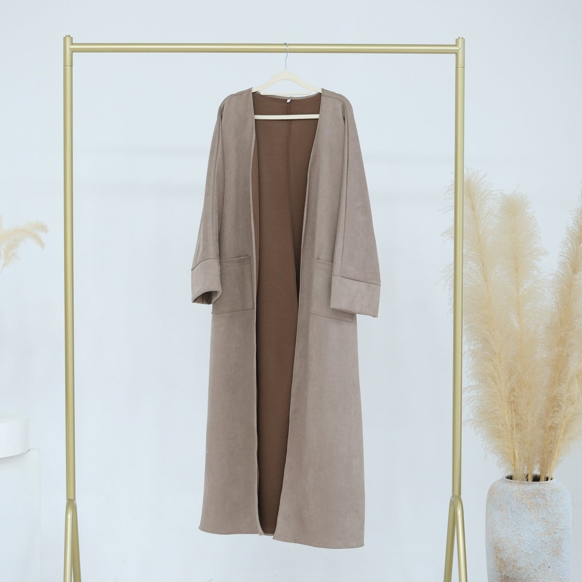 Suede Cardigan Open Abaya (MOA093) - Mariam's Collection