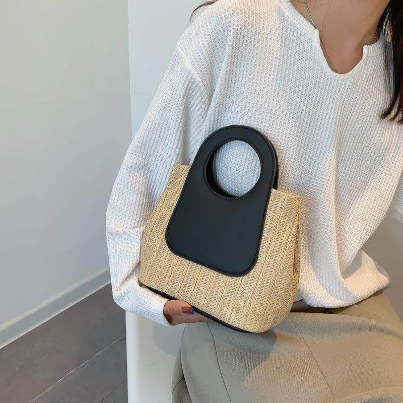 Summer Contrast Woven Top-Handle Bag（MAC467） - Mariam's Collection