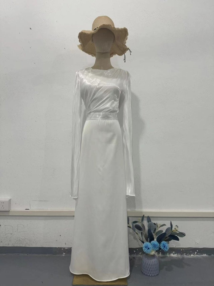 Summer Glass Yarn Pendulum Sleeve Satin Slim Dress.(MA161) - Mariam's Collection