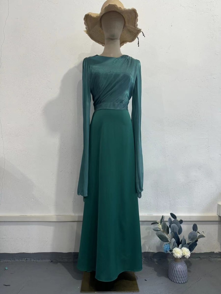 Summer Glass Yarn Pendulum Sleeve Satin Slim Dress.(MA161) - Mariam's Collection