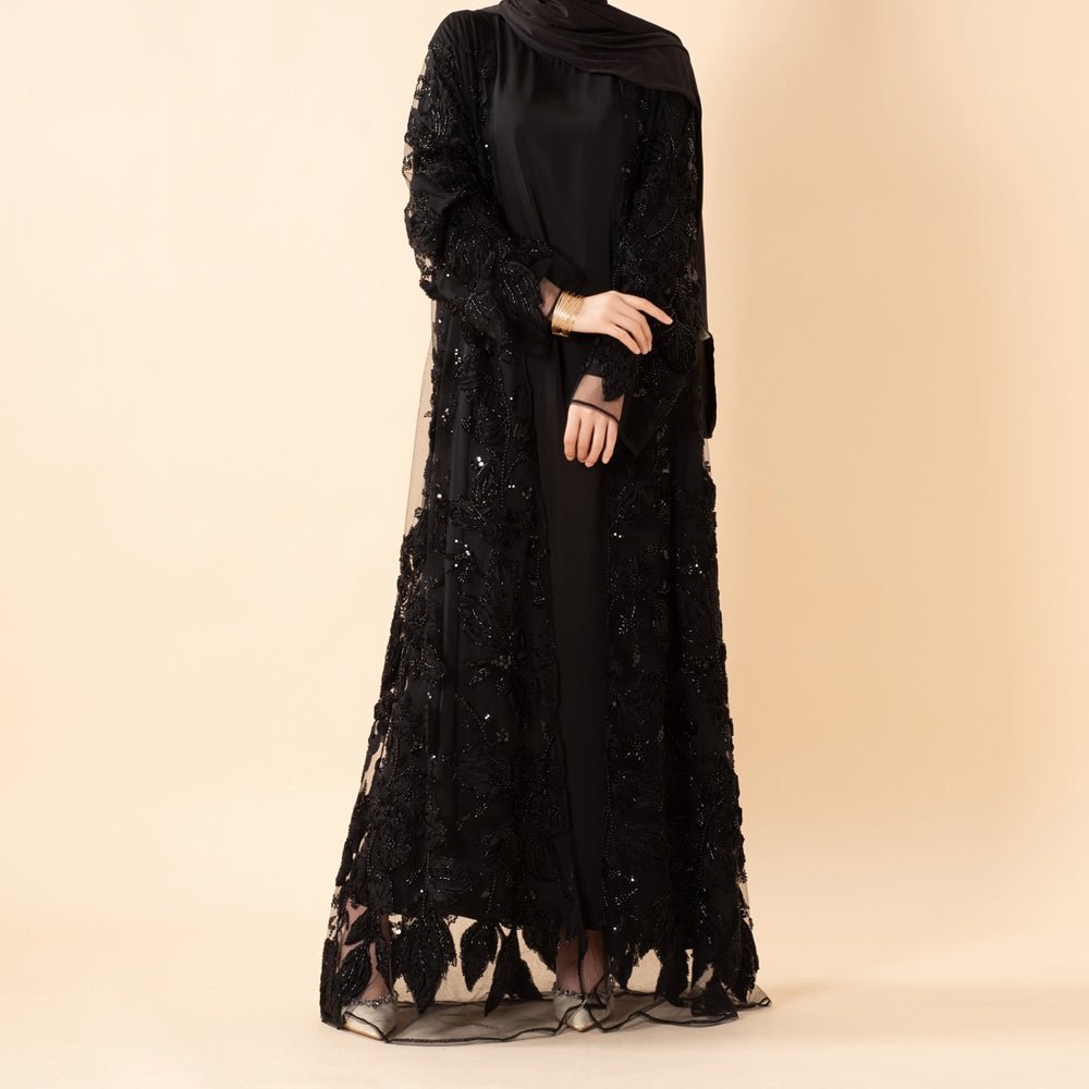 Sunlit Petals Floral Embroidered Abaya – Secret Garden Series (MOA300) - Mariam's Collection