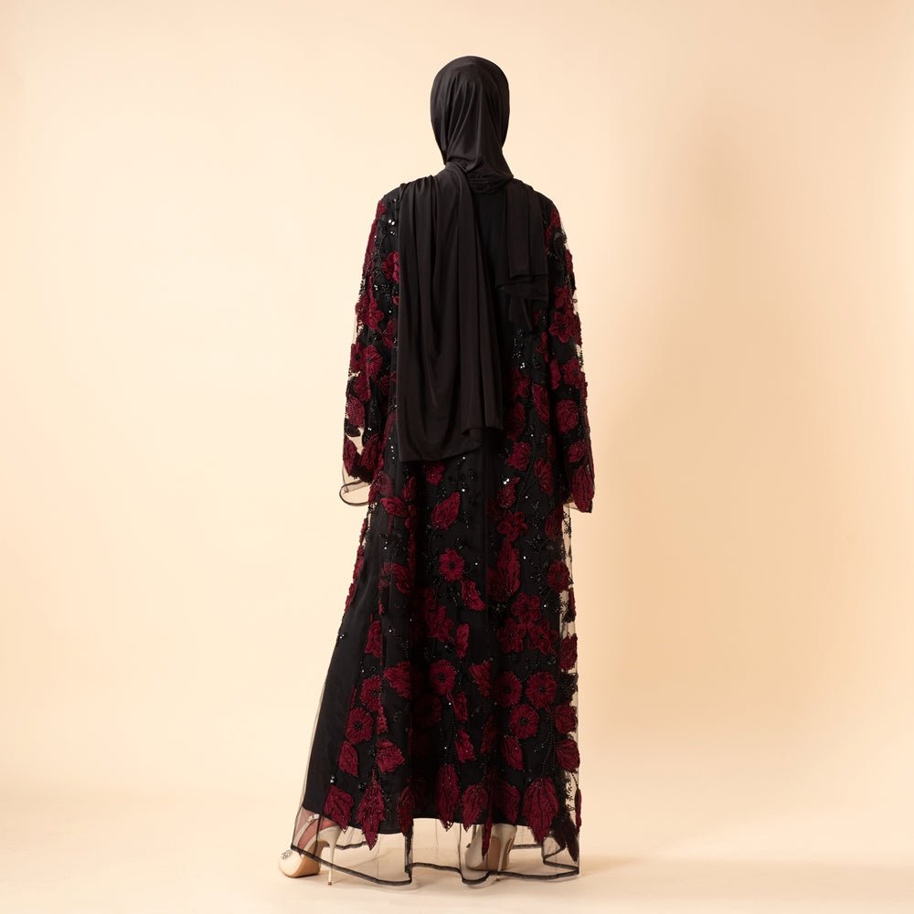 Sunlit Petals Floral Embroidered Abaya – Secret Garden Series (MOA300) - Mariam's Collection