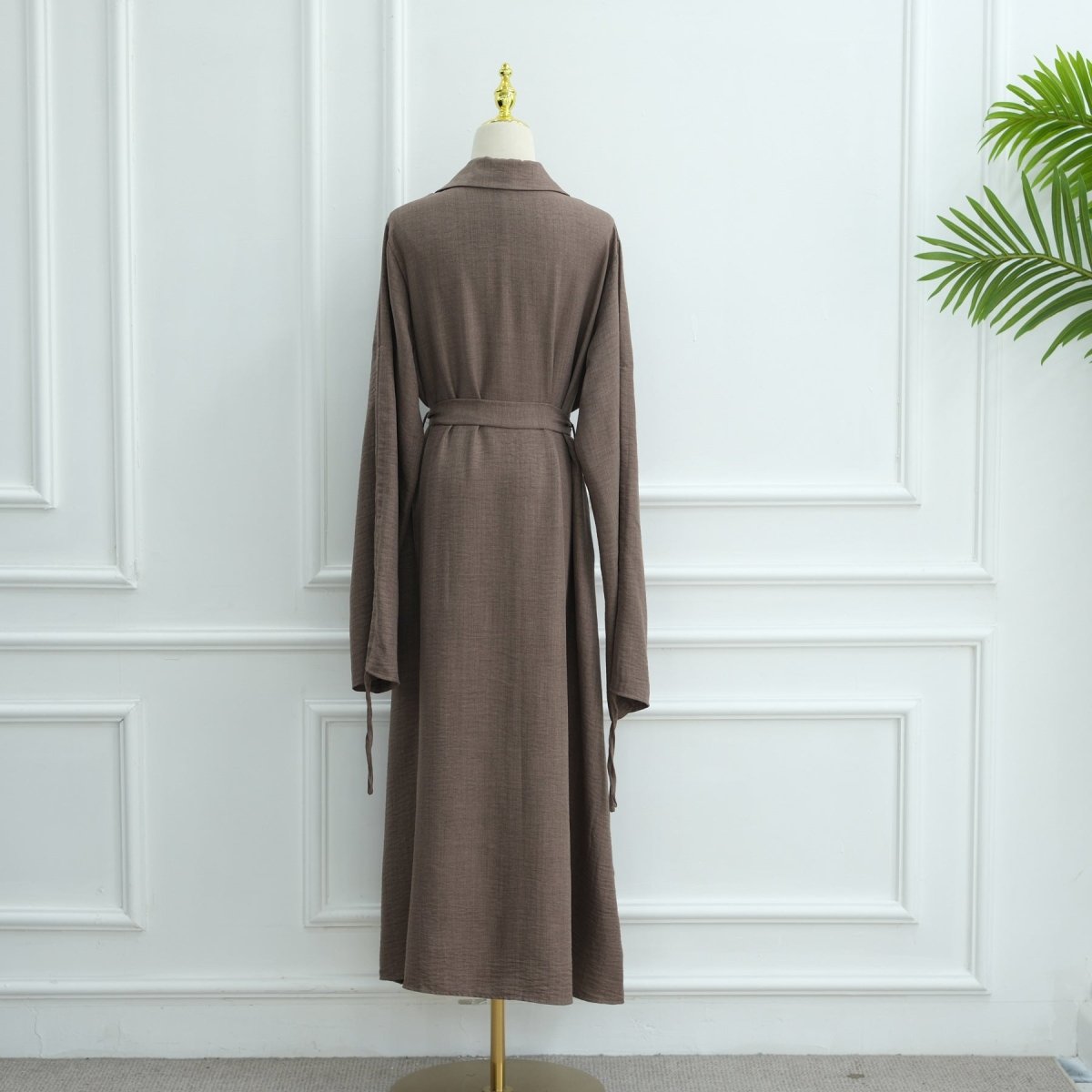 Tailored Blazer Cardigan with Ruched Sleeves | Open - Front Twill Blend Jacket(MOA246) - Mariam's Collection