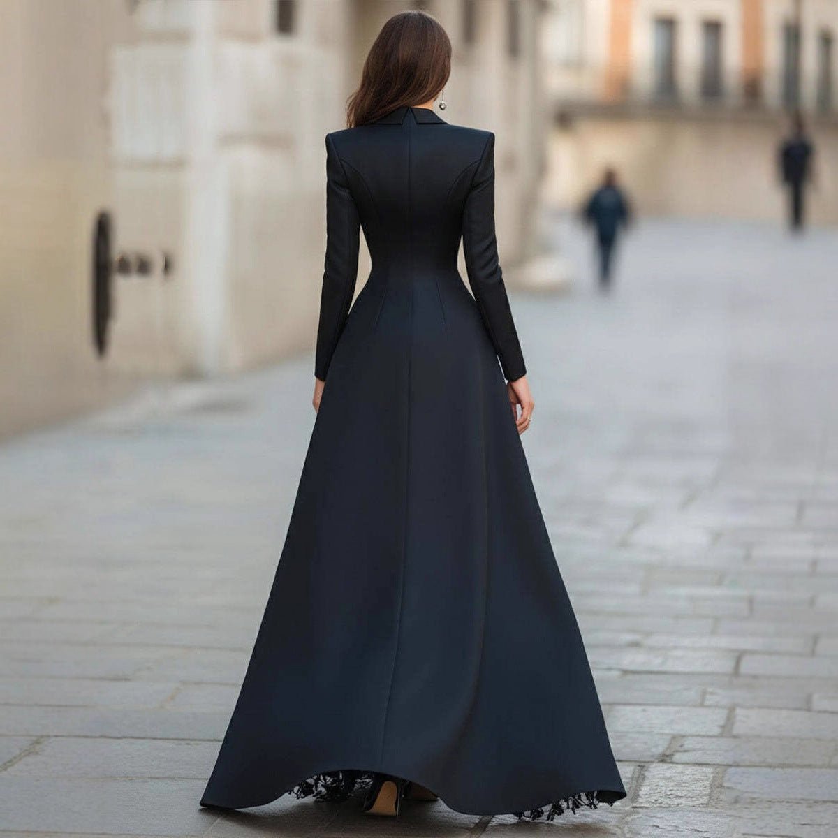 Tailored Blazer Dress with Lace Skirt Overlay(MS334) - Mariam's Collection