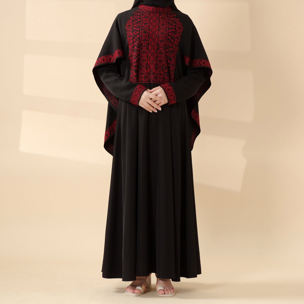 Tatreez Traditional Palestinian Embroidered Heritage Cape - integrated Abaya – Collector’s Edition | Limited Pre - Order (MA291) - Mariam's Collection