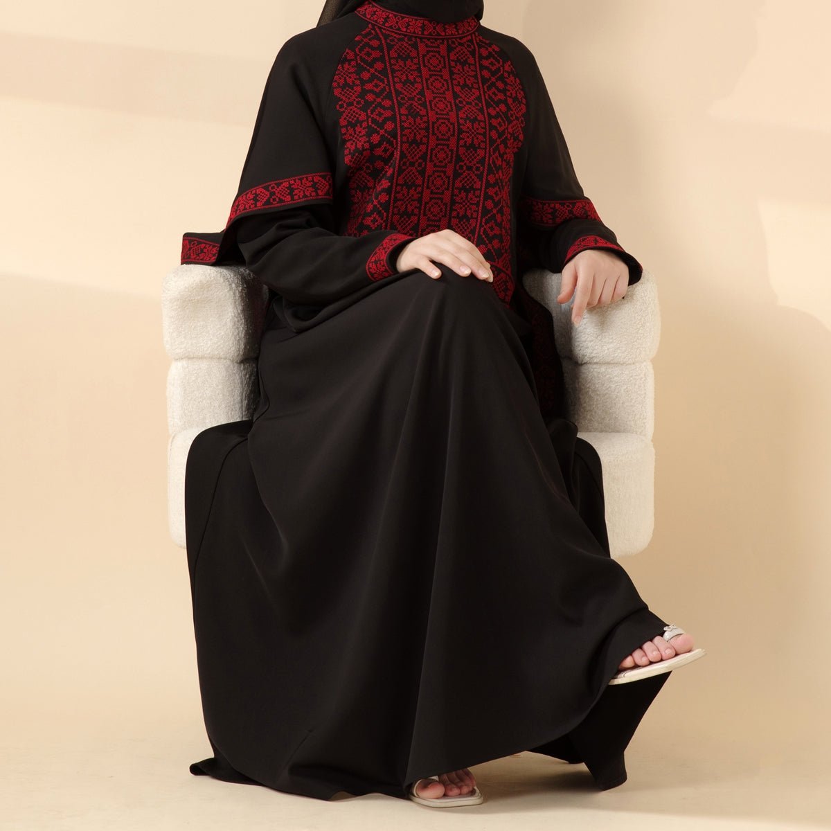 Tatreez Traditional Palestinian Embroidered Heritage Cape - integrated Abaya – Collector’s Edition | Limited Pre - Order (MA291) - Mariam's Collection