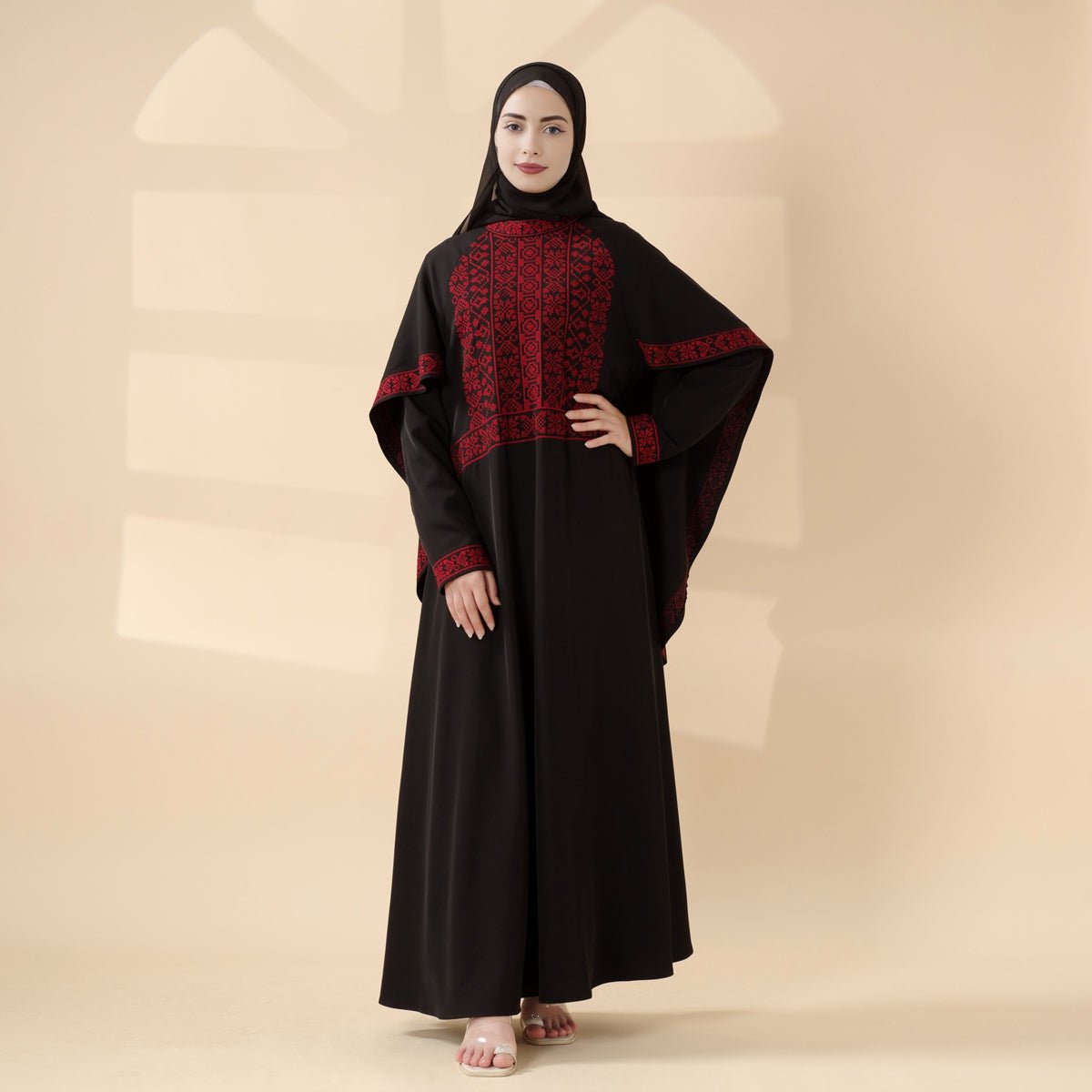 Tatreez Traditional Palestinian Embroidered Heritage Cape - integrated Abaya – Collector’s Edition | Limited Pre - Order (MA291) - Mariam's Collection