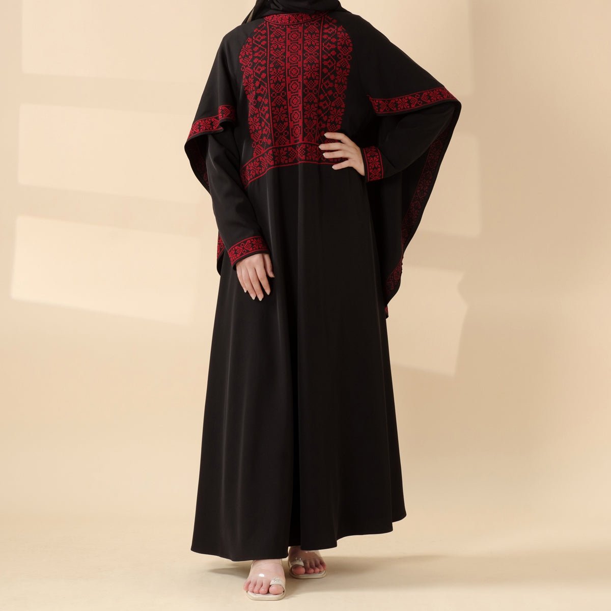 Tatreez Traditional Palestinian Embroidered Heritage Cape - integrated Abaya – Collector’s Edition | Limited Pre - Order (MA291) - Mariam's Collection