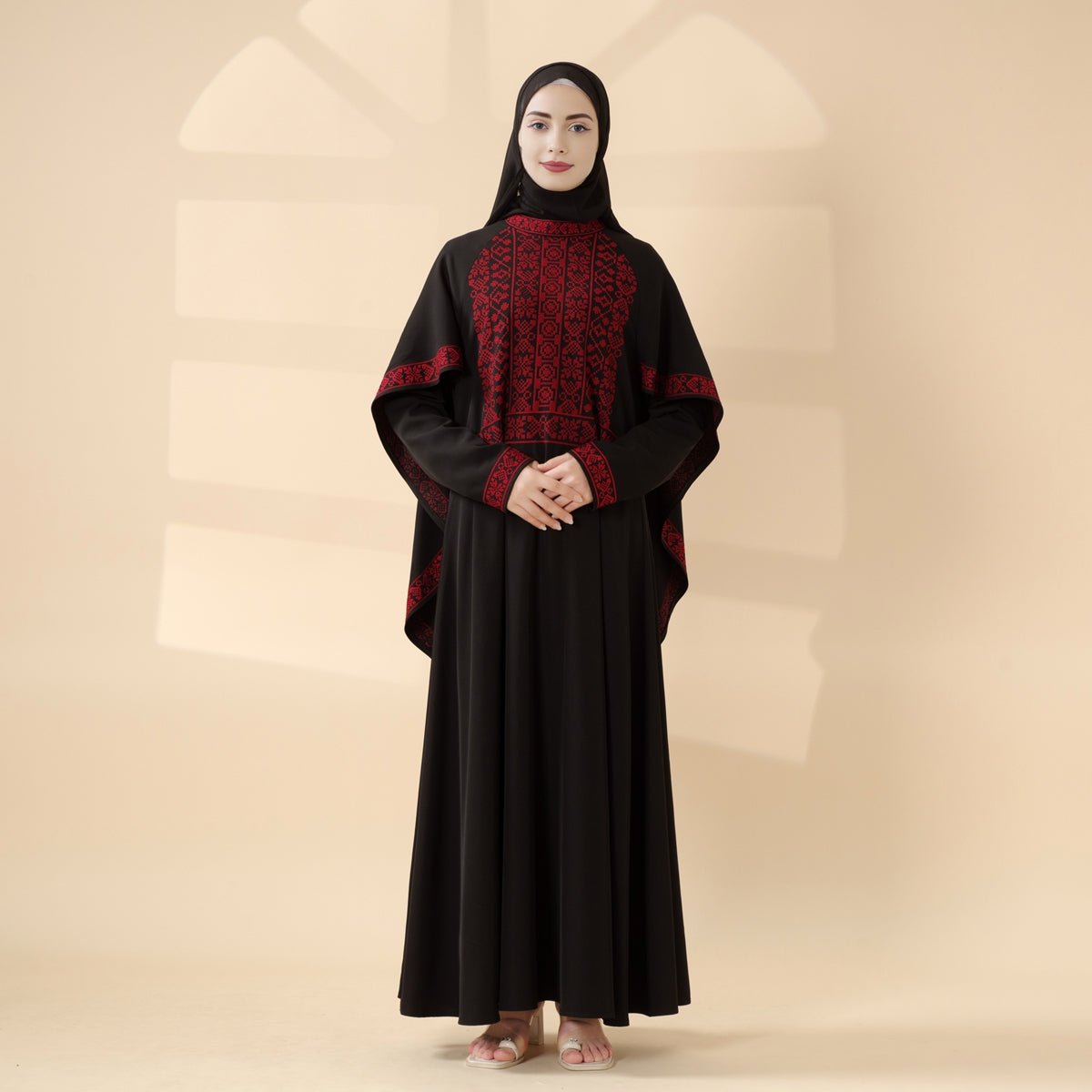 Tatreez Traditional Palestinian Embroidered Heritage Cape - integrated Abaya – Collector’s Edition | Limited Pre - Order (MA291) - Mariam's Collection