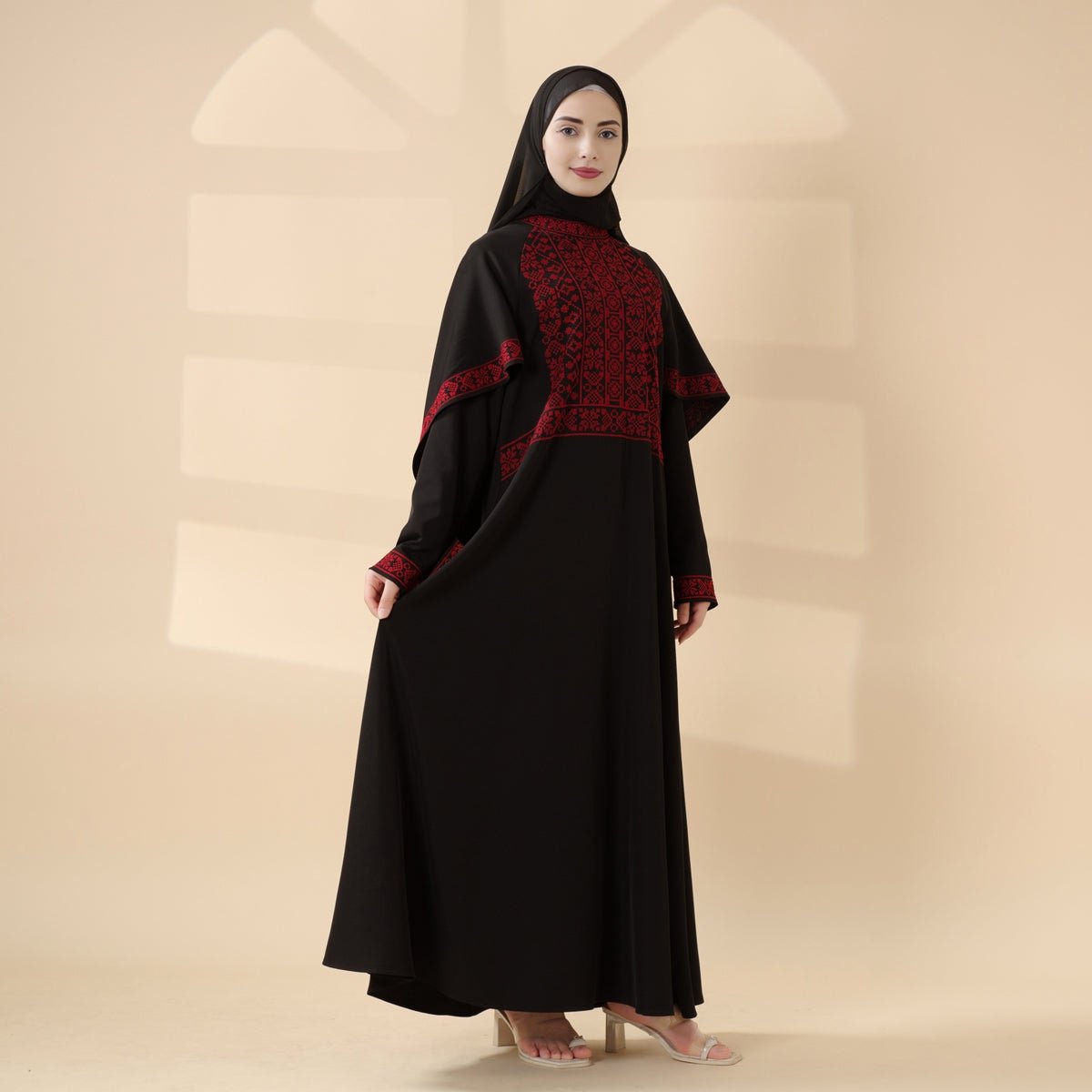 Tatreez Traditional Palestinian Embroidered Heritage Cape - integrated Abaya – Collector’s Edition | Limited Pre - Order (MA291) - Mariam's Collection