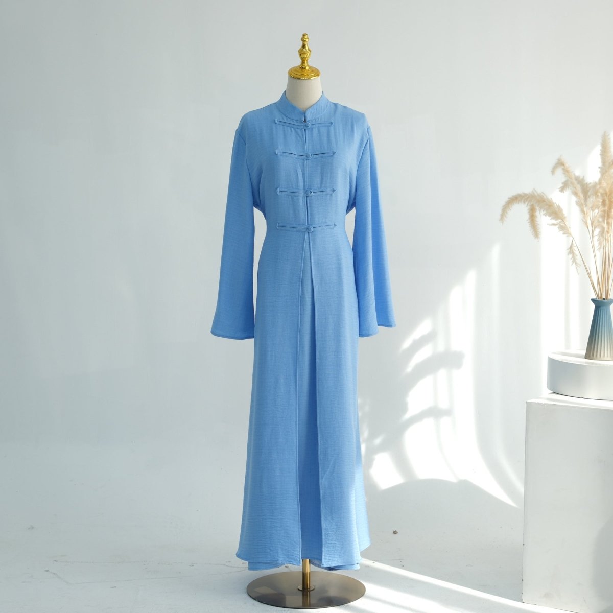 Textured Abaya Set with Tie - Back(MA368) - Mariam's Collection