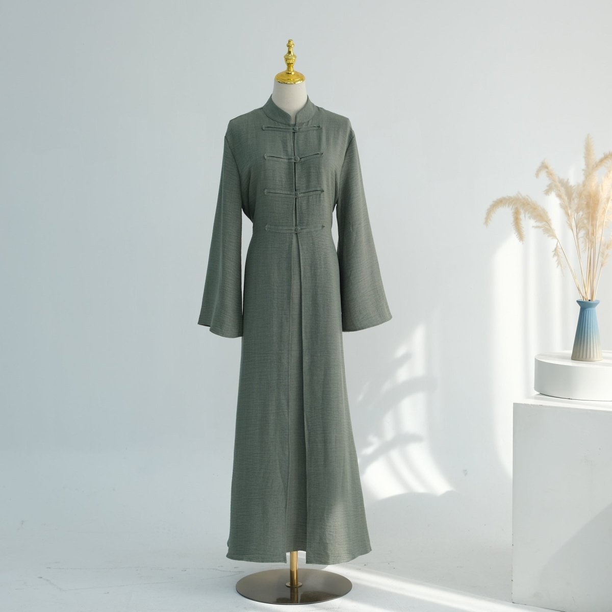 Textured Abaya Set with Tie - Back(MA368) - Mariam's Collection