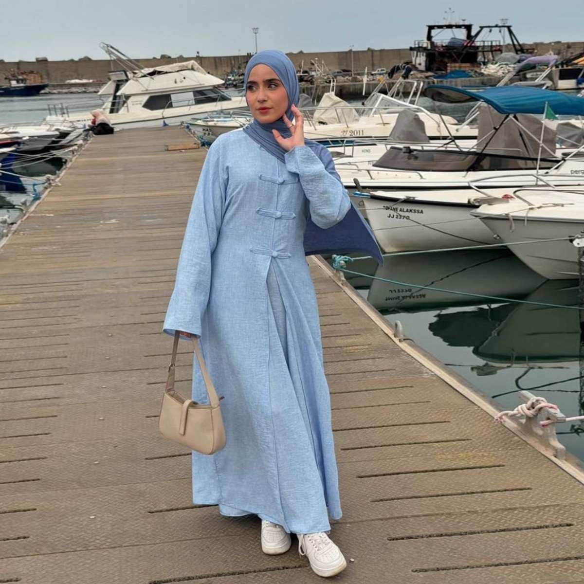 Textured Abaya Set with Tie - Back(MA368) - Mariam's Collection