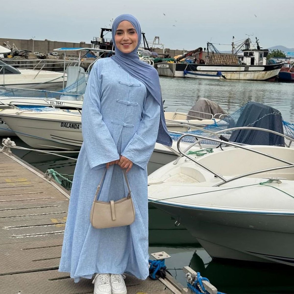 Textured Abaya Set with Tie - Back(MA368) - Mariam's Collection