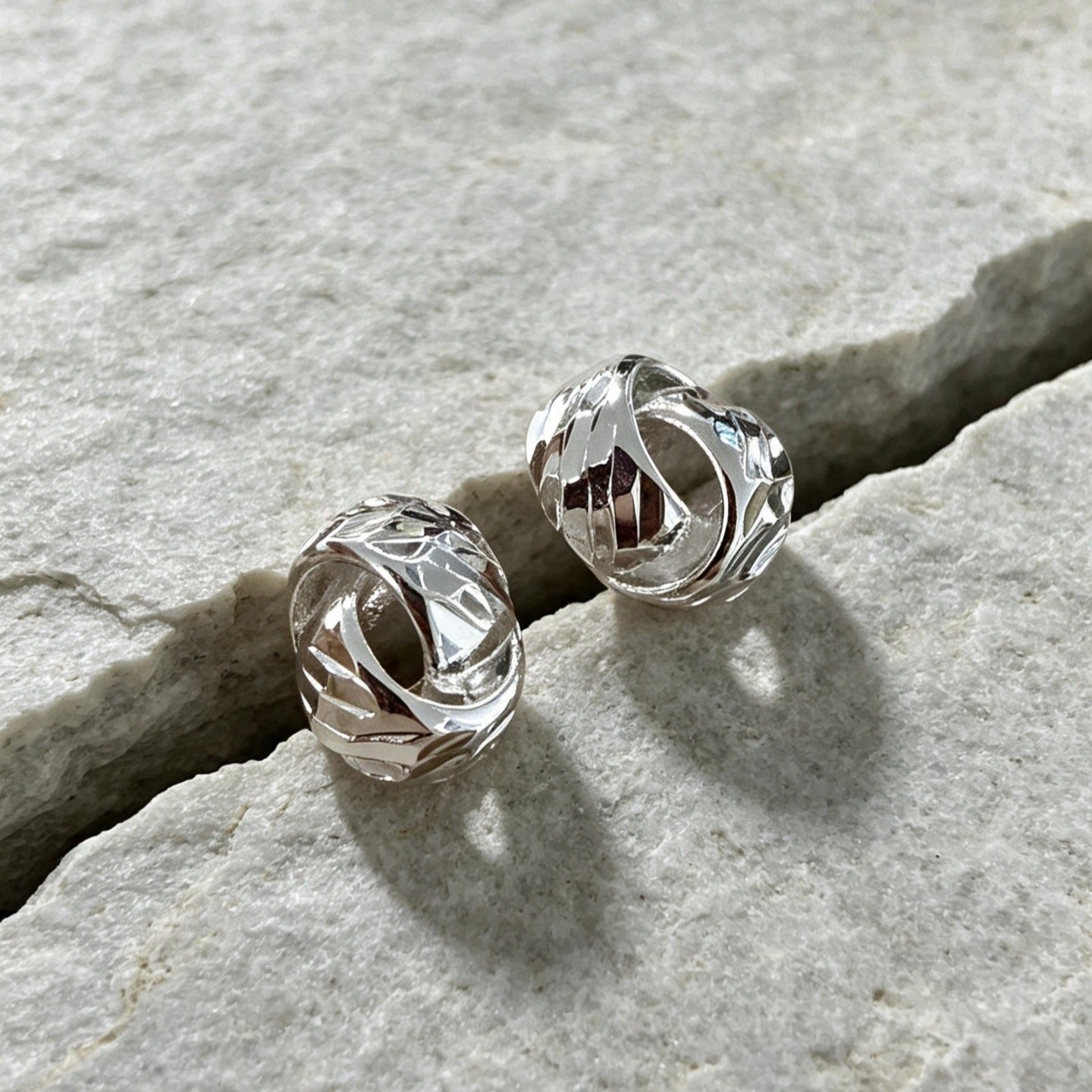 Textured Double Layer C-Hoop Earrings（MAC461） - Mariam's Collection