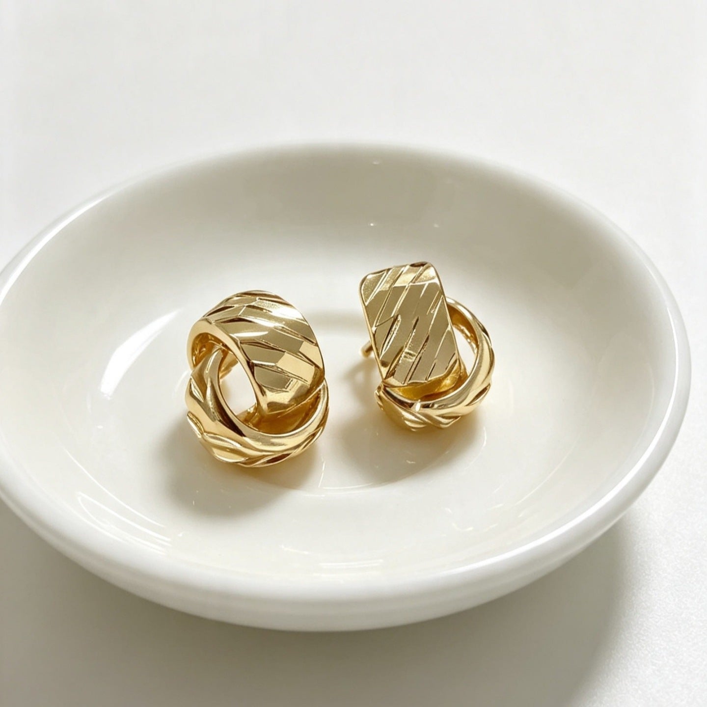 Textured Double Layer C-Hoop Earrings（MAC461） - Mariam's Collection